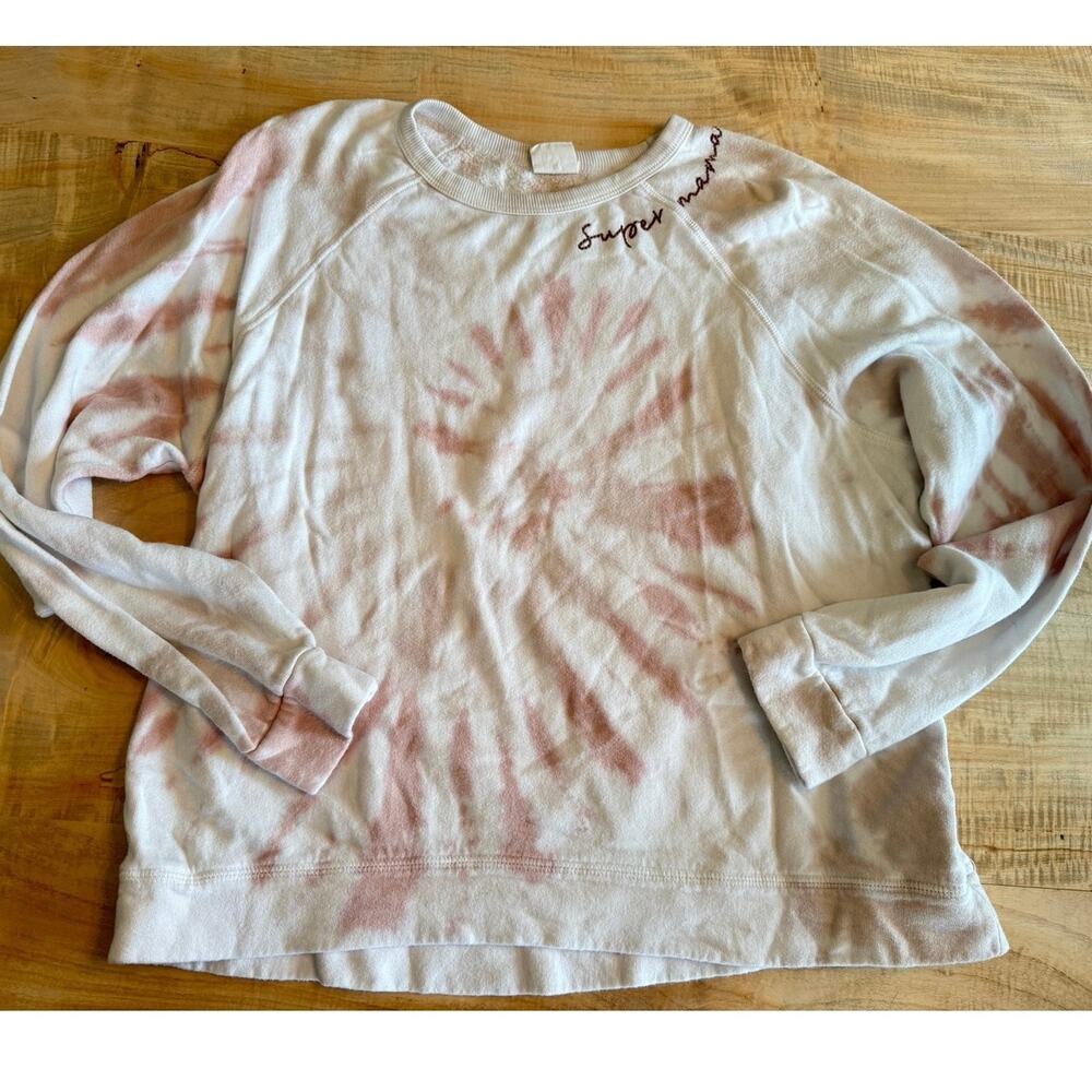 By Together Collection "Super Mama" Embroidered Tie-Dye Crewneck Sweatshirt